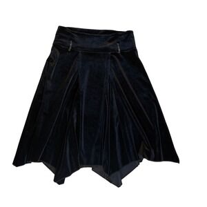 Vintage Limited Too Black Velvet Handkerchief Hem Skirt Girl 7 Y2K Beaded Accent